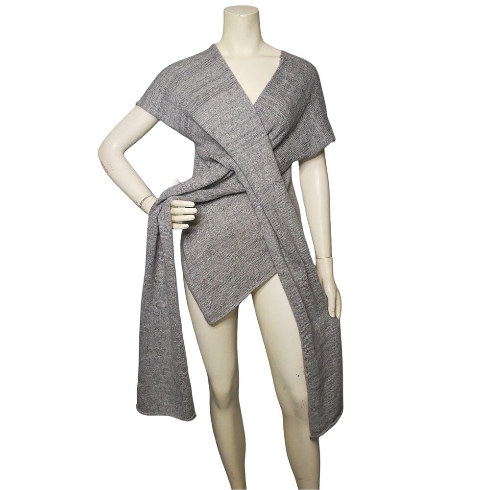 UNITED COLORS OF BENETTON Gray Asymetrical Wrap Sweater Womens Size Small